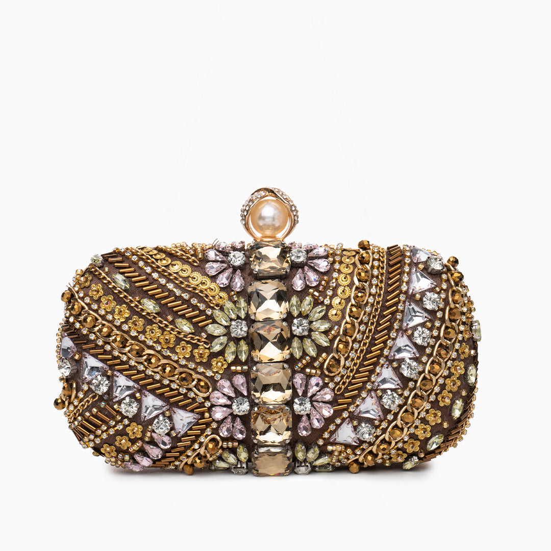 Clutch de Noche Hecho a Mano con Perla | Pedrería y Cuentas