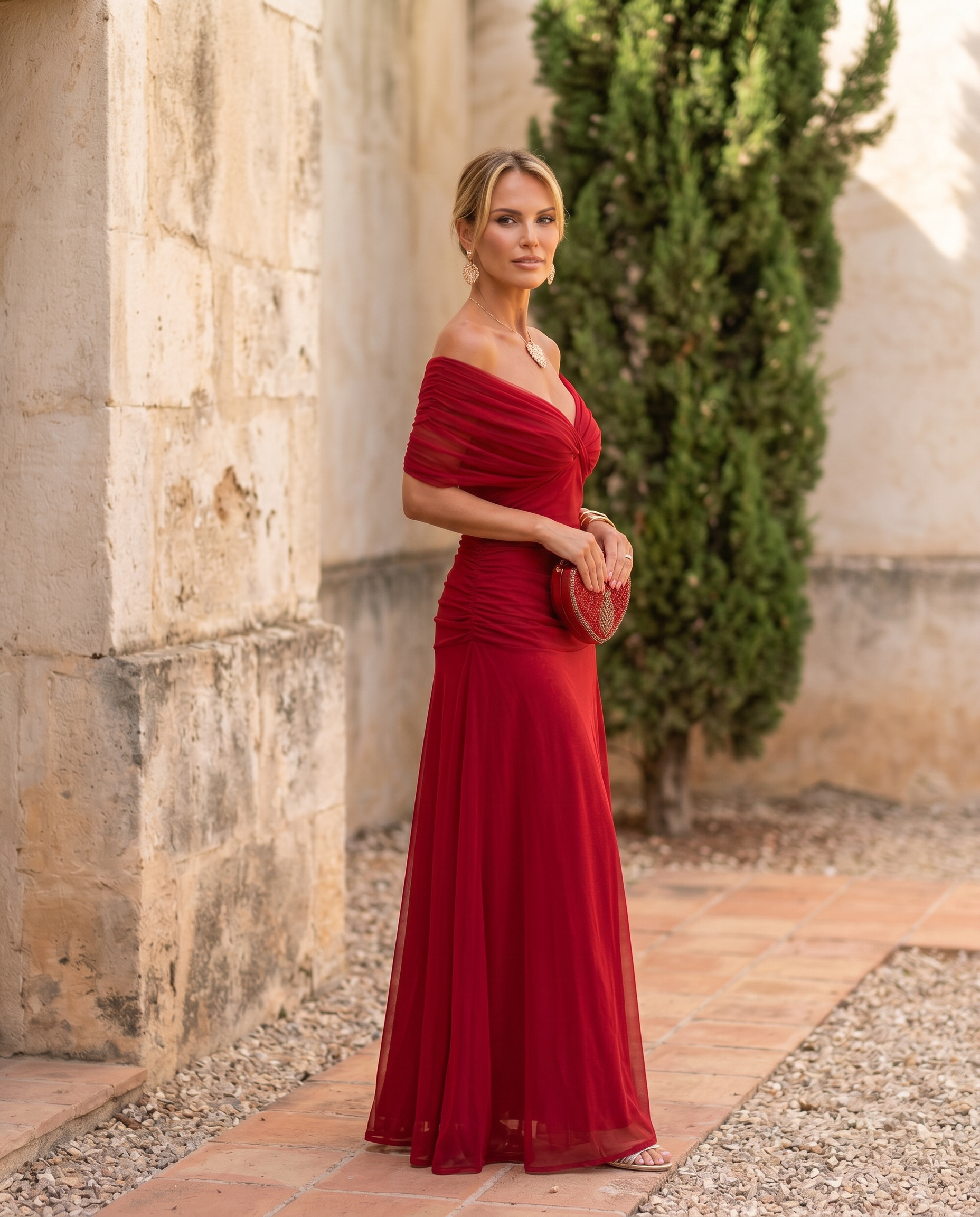 Vestido maxi elegante para fiesta con escote en corazón