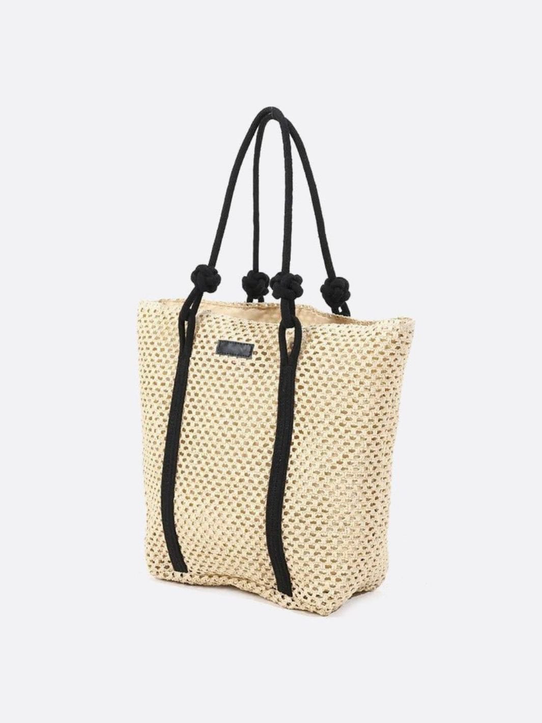Bolso Tote Grande de Paja Tejida con Asas de Cuerda