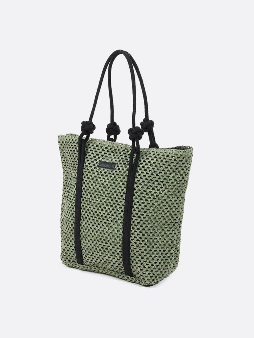 Bolso Tote Grande de Paja Tejida con Asas de Cuerda