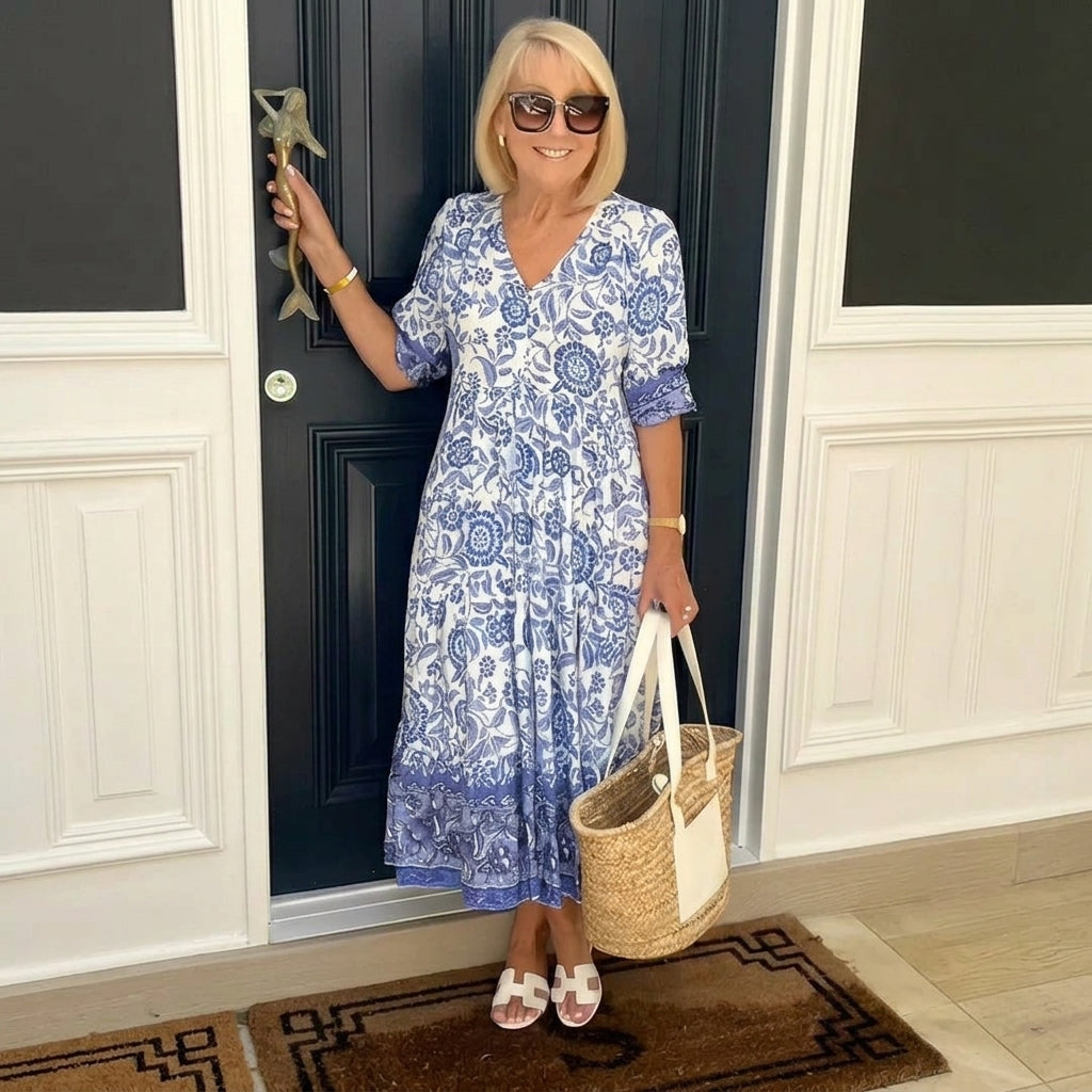 Ellie | Vestido Floral con Escote en V Elegante