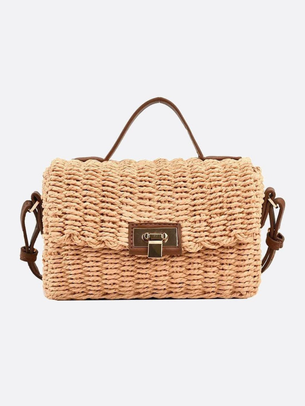Bolso de Mano de Cuerda Tejida con Cierre Giratorio – Estilo Natural Chic