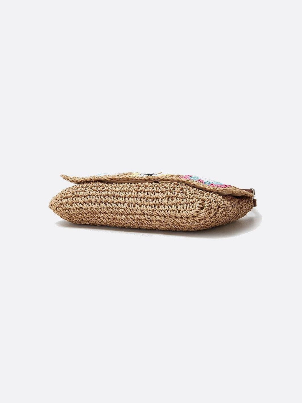 Bolso Bandolera de Paja y Crochet con Cuadros de Colores