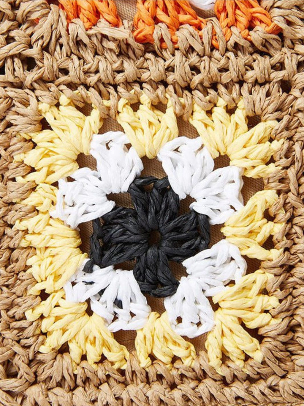 Bolso Bandolera de Paja y Crochet con Cuadros de Colores