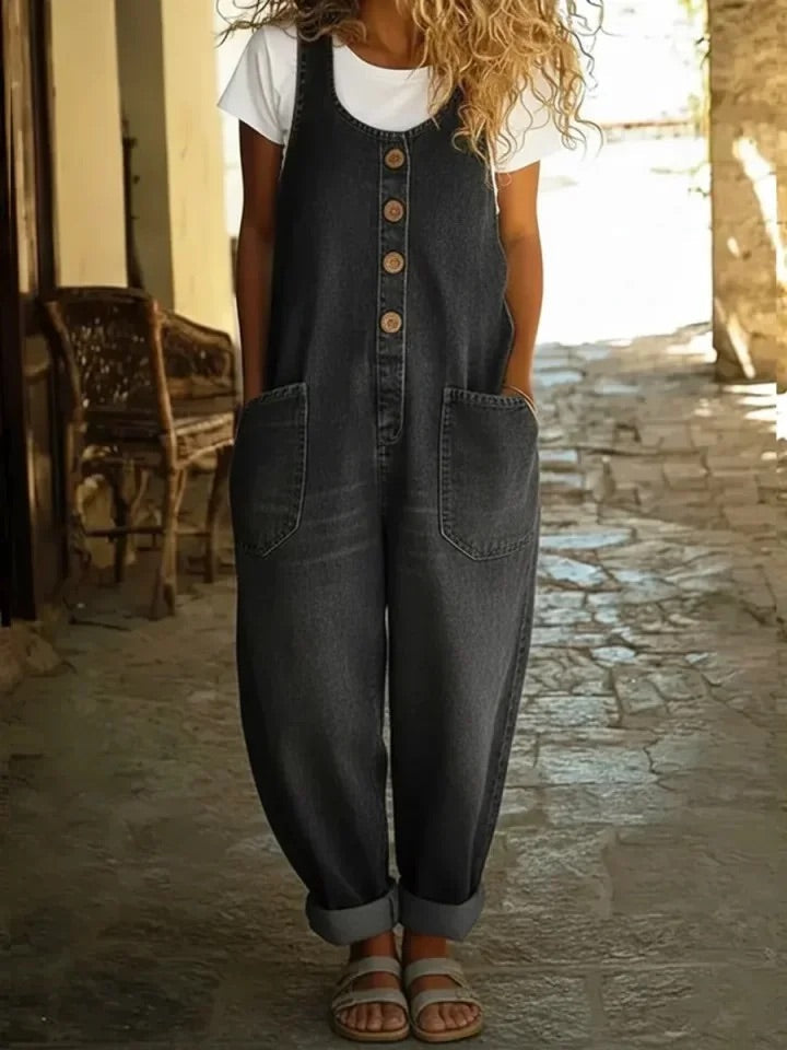 Ruth™ | Peto de mezclilla de algodón lavado vintage