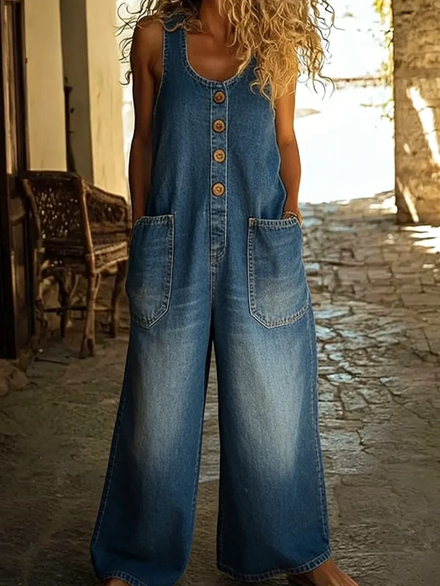 Ruth™ | Peto de mezclilla de algodón lavado vintage