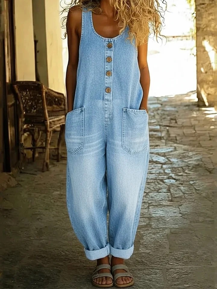 Ruth™ | Peto de mezclilla de algodón lavado vintage