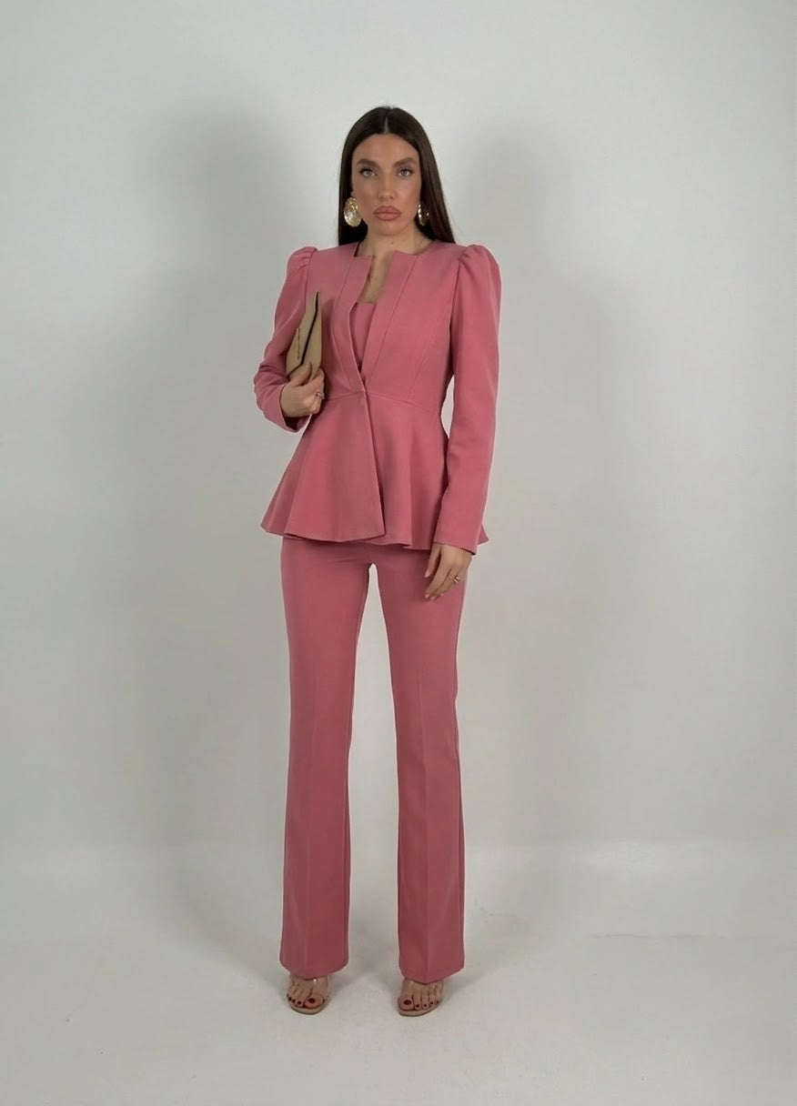 Conjunto Asia -  Conjunto de tres piezas - chaqueta con volantes y pantalón palacio